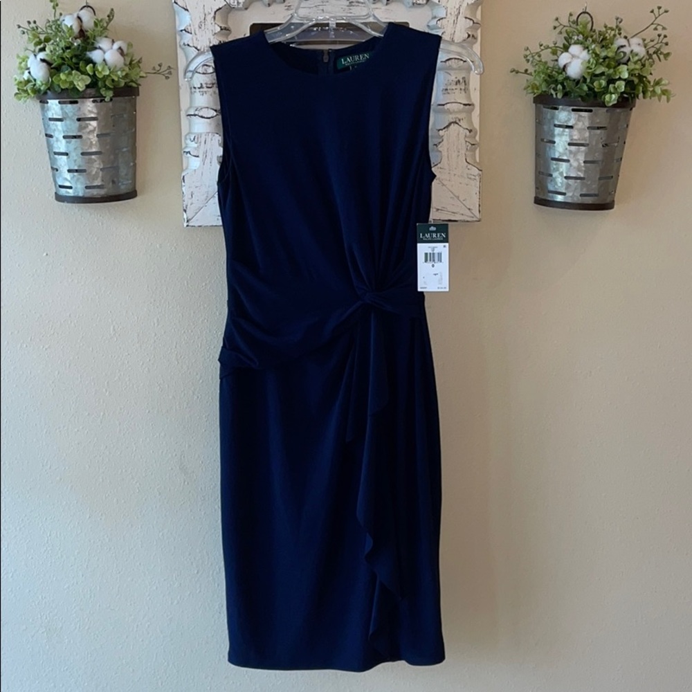 Lauren Ralph Lauren Navy Sleeveless Midi Dress